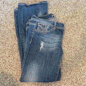 Vigoss Women's Distressed Blue Boot Cut Jeans